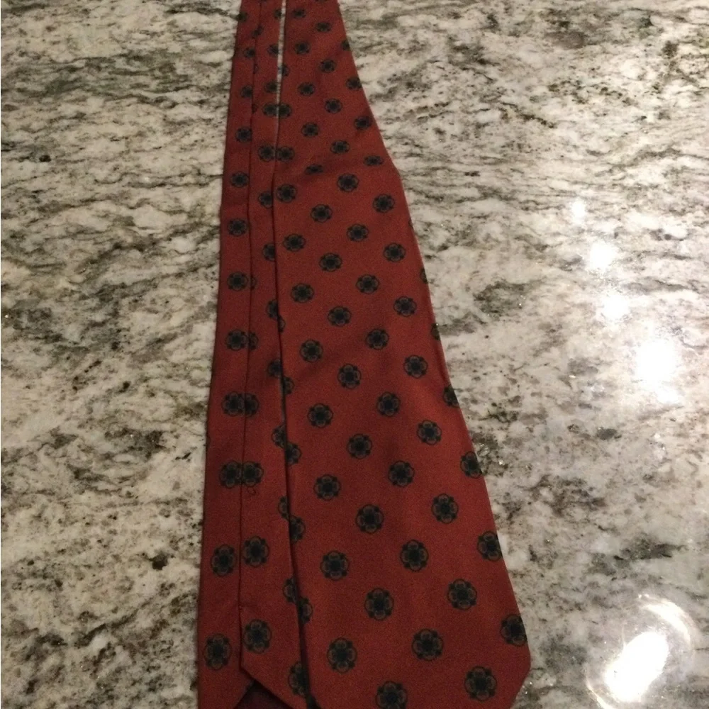 Giorgio Armani Burnt Orange Floral Medallion Silk Tie